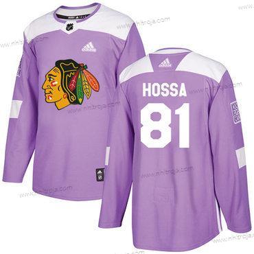 Adidas Ungdomen Chicago Blackhawks #81 Marian Hossa Lila Autentisk Bekämpar cancer Stitched NHL Tröjor