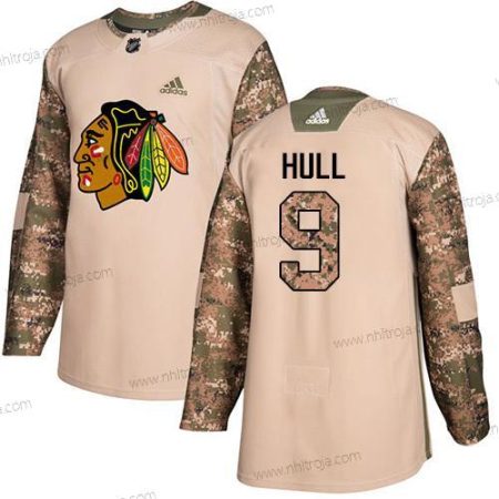 Adidas Ungdomen Chicago Blackhawks #9 Bobby Hull Camo Autentisk 2017 Veterans Day Stitched NHL Tröjor