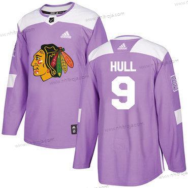 Adidas Ungdomen Chicago Blackhawks #9 Bobby Hull Lila Autentisk Bekämpar cancer Stitched NHL Tröjor