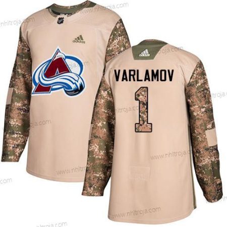 Adidas Ungdomen Colorado Avalanche #1 Semyon Varlamov Camo Autentisk 2017 Veterans Day Stitched NHL Tröjor