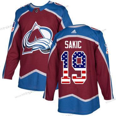 Adidas Ungdomen Colorado Avalanche #19 Joe Sakic Röd Autentisk USA Flag Stitched NHL Hemma Tröjor