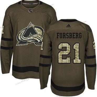 Adidas Ungdomen Colorado Avalanche #21 Peter Forsberg Grön Salute to Service Stitched NHL Tröjor