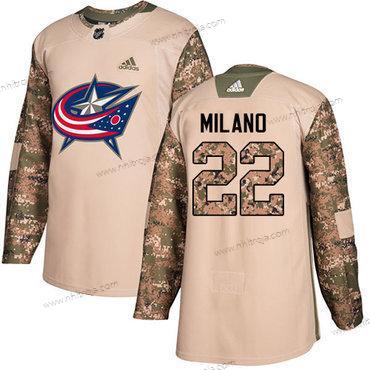 Adidas Ungdomen Columbus Blue Jackets #22 Sonny Milano Camo Autentisk 2017 Veterans Day Stitched NHL Tröjor