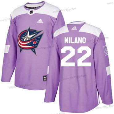 Adidas Ungdomen Columbus Blue Jackets #22 Sonny Milano Lila Autentisk Bekämpar cancer Stitched NHL Tröjor