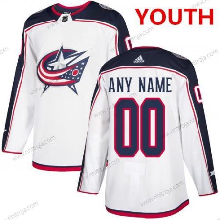 Adidas Ungdomen Columbus Blue Jackets Skräddarsydda NHL Autentisk Vit Tröjor