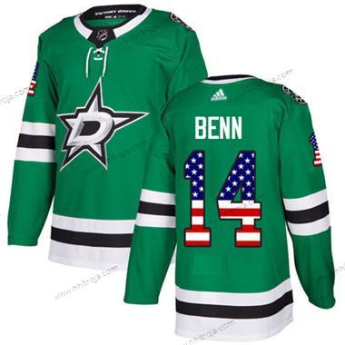 Adidas Ungdomen Dallas Stars #14 Jamie Benn Grön Autentisk USA Flag Stitched NHL Hemma Tröjor