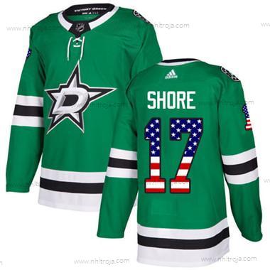 Adidas Ungdomen Dallas Stars #17 Devin Shore Grön Autentisk USA Flag Stitched NHL Hemma Tröjor