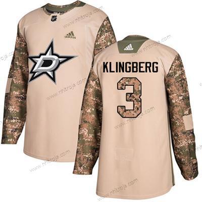 Adidas Ungdomen Dallas Stars #3 John Klingberg Camo Autentisk 2017 Veterans Day Stitched NHL Tröjor