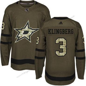 Adidas Ungdomen Dallas Stars #3 John Klingberg Grön Salute to Service Stitched NHL Tröjor