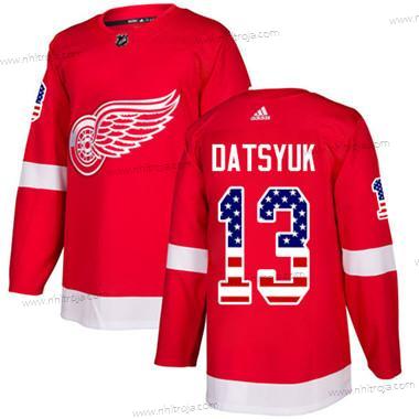 Adidas Ungdomen Detroit Red Wings #13 Pavel Datsyuk Röd Autentisk USA Flag Stitched NHL Hemma Tröjor