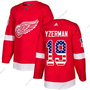 Adidas Ungdomen Detroit Red Wings #19 Steve Yzerman Röd Autentisk USA Flag Stitched NHL Hemma Tröjor