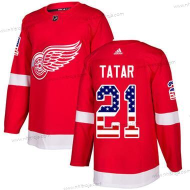 Adidas Ungdomen Detroit Red Wings #21 Tomas Tatar Röd Autentisk USA Flag Stitched NHL Hemma Tröjor