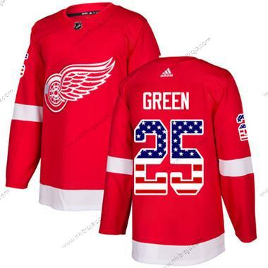 Adidas Ungdomen Detroit Red Wings #25 Mike Grön Röd Autentisk USA Flag Stitched NHL Hemma Tröjor