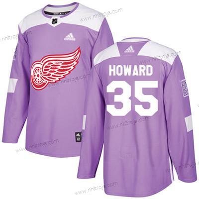 Adidas Ungdomen Detroit Red Wings #35 Jimmy Howard Lila Autentisk Bekämpar cancer Stitched NHL Tröjor