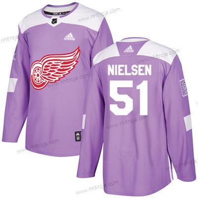 Adidas Ungdomen Detroit Red Wings #51 Frans Nielsen Lila Autentisk Bekämpar cancer Stitched NHL Tröjor