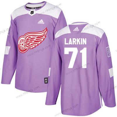 Adidas Ungdomen Detroit Red Wings #71 Dylan Larkin Lila Autentisk Bekämpar cancer Stitched NHL Tröjor