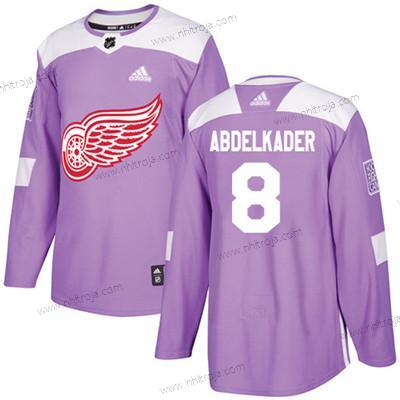 Adidas Ungdomen Detroit Red Wings #8 Justin Abdelkader Lila Autentisk Bekämpar cancer Stitched NHL Tröjor