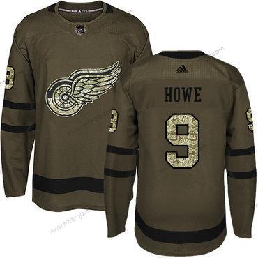 Adidas Ungdomen Detroit Red Wings #9 Gordie Howe Grön Salute to Service Stitched NHL Tröjor