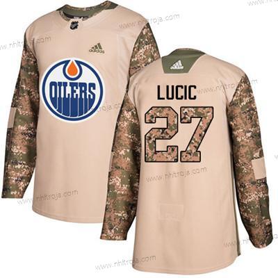 Adidas Ungdomen Edmonton Oilers #27 Milan Lucic Camo Autentisk 2017 Veterans Day Stitched NHL Tröjor