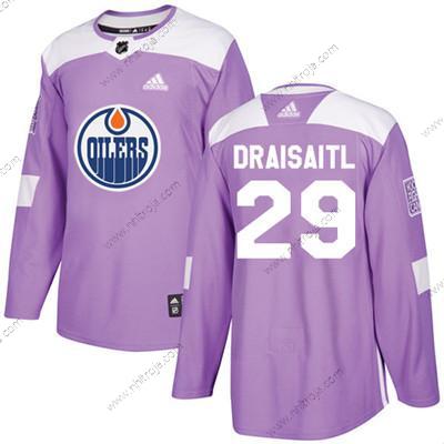 Adidas Ungdomen Edmonton Oilers #29 Leon Draisaitl Lila Autentisk Bekämpar cancer Stitched NHL Tröjor