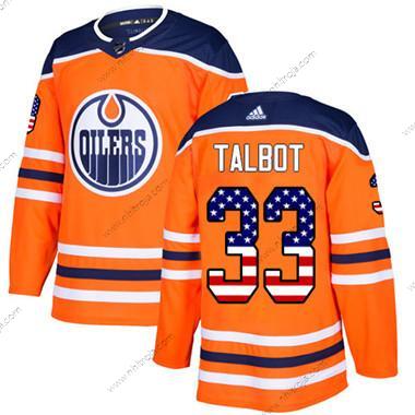 Adidas Ungdomen Edmonton Oilers #33 Cam Talbot Orange Autentisk USA Flag Stitched NHL Hemma Tröjor