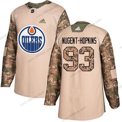 Adidas Ungdomen Edmonton Oilers #93 Ryan Nugent-Hopkins Camo Autentisk 2017 Veterans Day Stitched NHL Tröjor