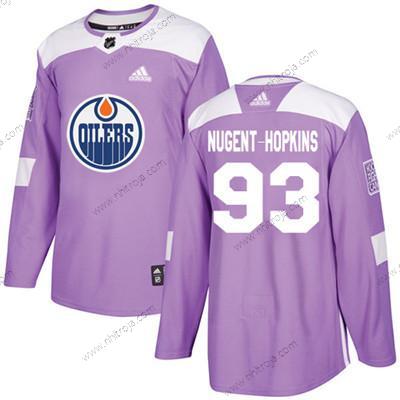 Adidas Ungdomen Edmonton Oilers #93 Ryan Nugent-Hopkins Lila Autentisk Bekämpar cancer Stitched NHL Tröjor