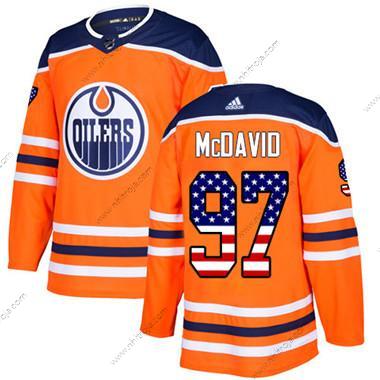 Adidas Ungdomen Edmonton Oilers #97 Connor Mcdavid Orange Autentisk USA Flag Stitched NHL Hemma Tröjor