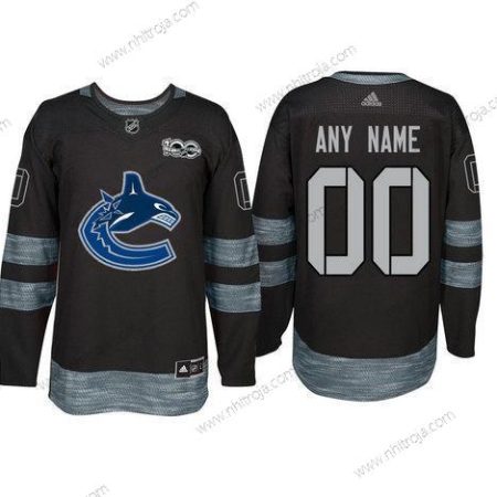 Adidas Vancouver Canucks Skräddarsydda Svart 1917-2017 100th Jubileum Stitched NHL Tröjor