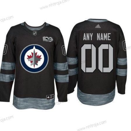 Adidas Winnipeg Jets Skräddarsydda Svart 1917-2017 100th Jubileum Stitched NHL Tröjor