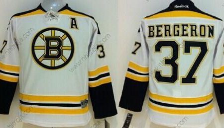 Barn Boston Bruins #37 Patrice Bergeron Vit Tröjor