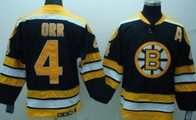 Barn Boston Bruins #4 Bobby Orr Svart Retro CCM Tröjor