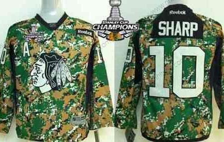 Barn Chicago Blackhawks #10 Patrick Sharp 2014 Camo Tröjor W/2015 Stanley Cup Champion Patch