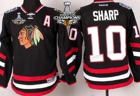 Barn Chicago Blackhawks #10 Patrick Sharp 2014 Stadium Series Svart Tröjor W/2015 Stanley Cup Champion Patch