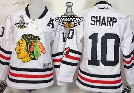 Barn Chicago Blackhawks #10 Patrick Sharp 2015 Vinter Klassisk Vit Tröjor W/2015 Stanley Cup Champion Patch