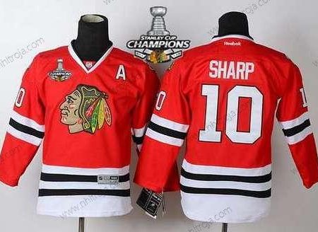 Barn Chicago Blackhawks #10 Patrick Sharp Röd Tröjor W/2015 Stanley Cup Champion Patch