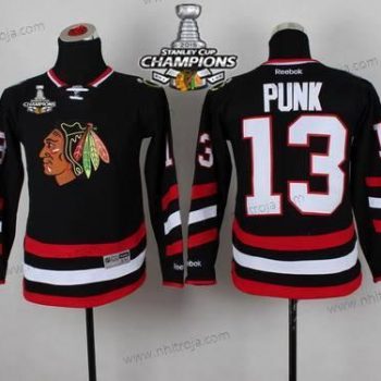 Barn Chicago Blackhawks #13 Cm Punk 2014 Stadium Series Svart Tröjor W/2015 Stanley Cup Champion Patch