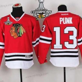 Barn Chicago Blackhawks #13 Cm Punk Röd Tröjor W/2015 Stanley Cup Champion Patch