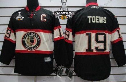 Barn Chicago Blackhawks #19 Janathan Toews Svart Tredje tröjan Tröjor W/2015 Stanley Cup Champion Patch