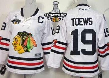 Barn Chicago Blackhawks #19 Jonathan Toews 2015 Vinter Klassisk Vit Tröjor W/2015 Stanley Cup Champion Patch