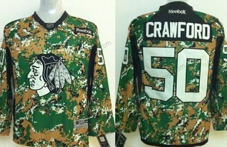 Barn Chicago Blackhawks #50 Corey Crawford 2014 Camo Tröjor