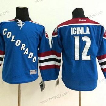 Barn Colorado Avalanche #12 Jarome Iginla Blå Tredje tröjan Tröjor