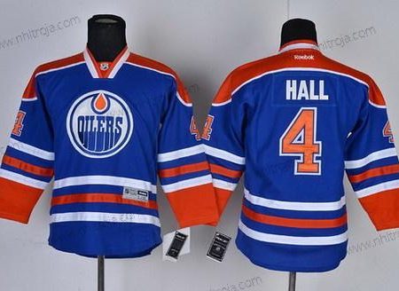 Barn Edmonton Oilers #4 Taylor Hall Royal Blå Tröjor