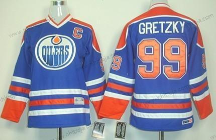 Barn Edmonton Oilers #99 Wayne Gretzky Royal Blå Retro CCM Tröjor