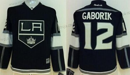 Barn Los Angeles Kings #12 Marian Gaborik Svart Tröjor