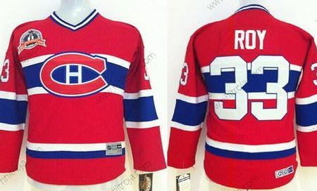 Barn Montreal Canadiens #33 Patrick Roy Röd Retro CCM Tröjor