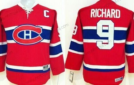 Barn Montreal Canadiens #9 Maurice Richard Röd Retro CCM Tröjor