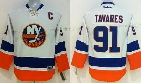 Barn New York Islanders #91 John Tavares Vit Tröjor