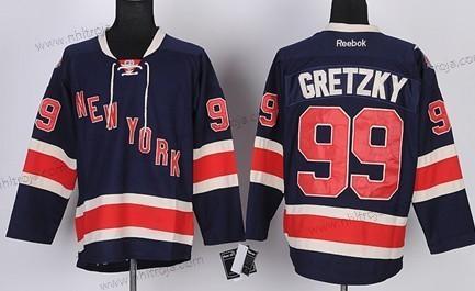 Barn New York Rangers #99 Wayne Gretzky Marin Blå Tredje tröjan 85Th Tröjor