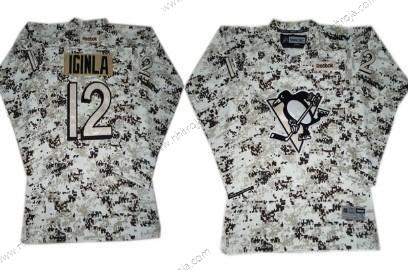 Barn Pittsburgh Penguins #12 Jarome Iginla Vit Camo Tröjor